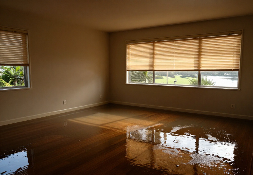 Water-damaged office space in Hornsby Heights before restoration