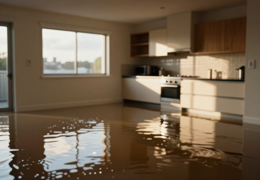 Wet carpet in a Hornsby Heights home before drying